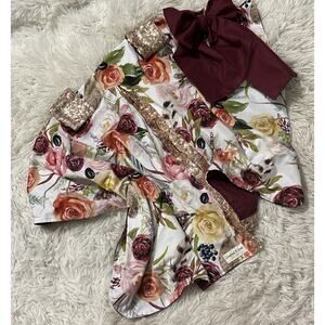 Coverednlove Etsy Custom Girl’s Carseat Canopy Floral Watercolor Burgundy Sequin